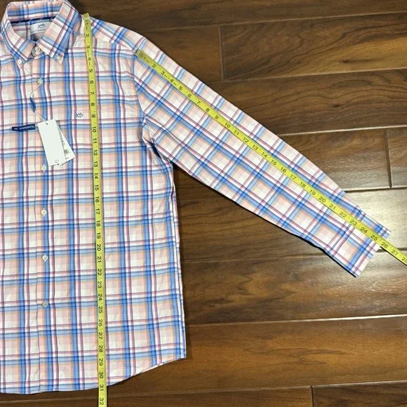 Southern Tide Men's Size Medium Parfait Pink Gaspee Plaid Sport Button Shirt - Picture 4 of 10